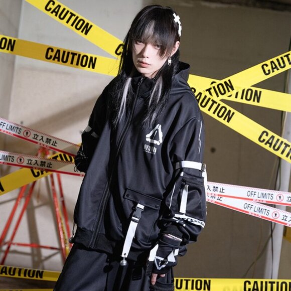 NEW ACDC RAG - Error Code Cyberpunk Tech Oversized Black White Jacket - Picture 5 of 5